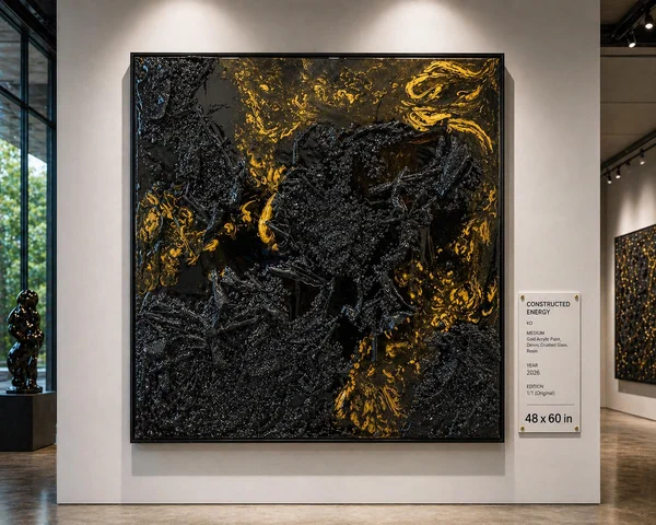 Black & Gold River with Denim Crushed Glass